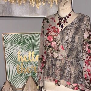 Floral and Snake Print Women's Top